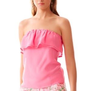 Pink Lilly Pulitzer tube top with ruffle top